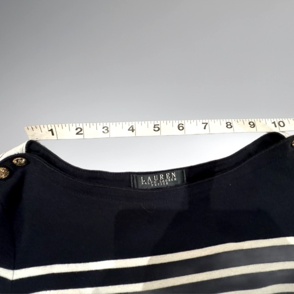 Lauren Ralph Lauren petite dress- navy blue & white stripes - size P medium - Picture 6 of 12